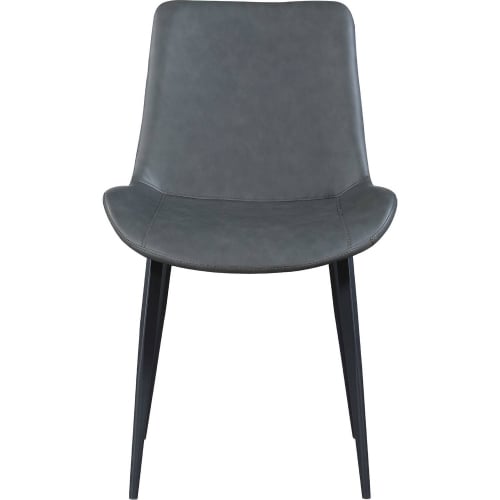 Mary Curved Dining Chair in Gray PVC & Black Steel (Set of 4)